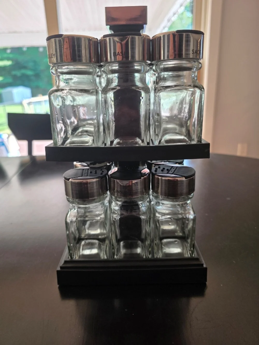 16 Glass Jar Square Carousel Spice Rack